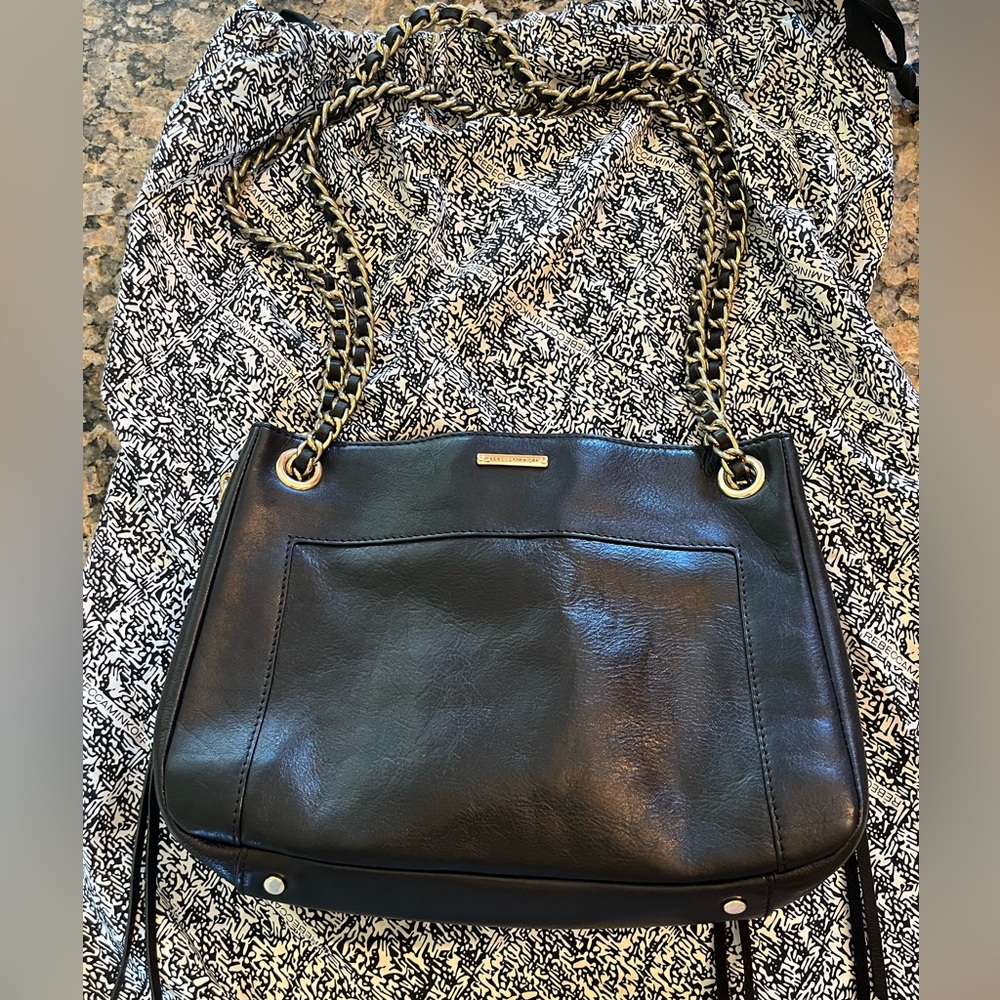 Rebecca Minkoff swing shoulder crossbody bag black leather